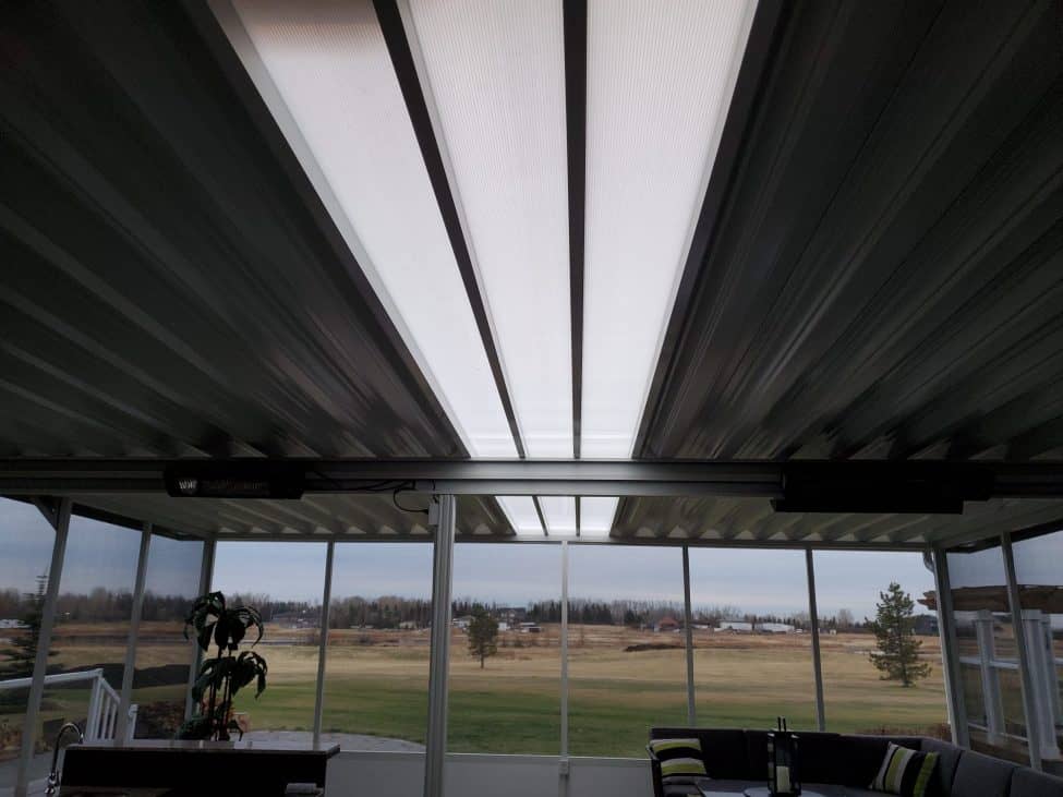 Chestermere lake patio screen room interior skylights